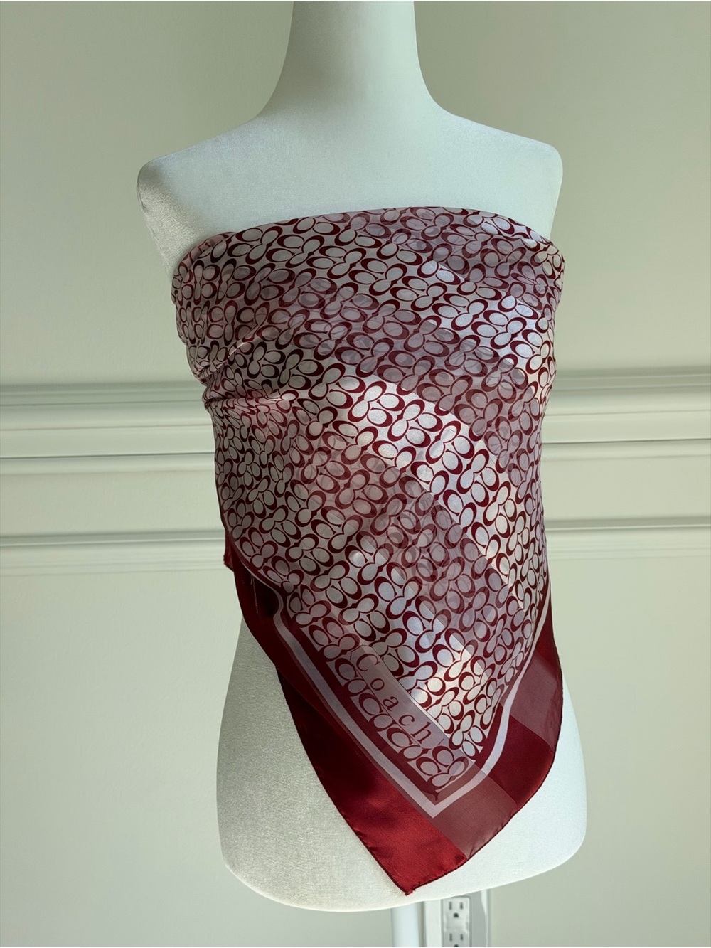 Coach Monogram Scarf in Burgundy and Ivory